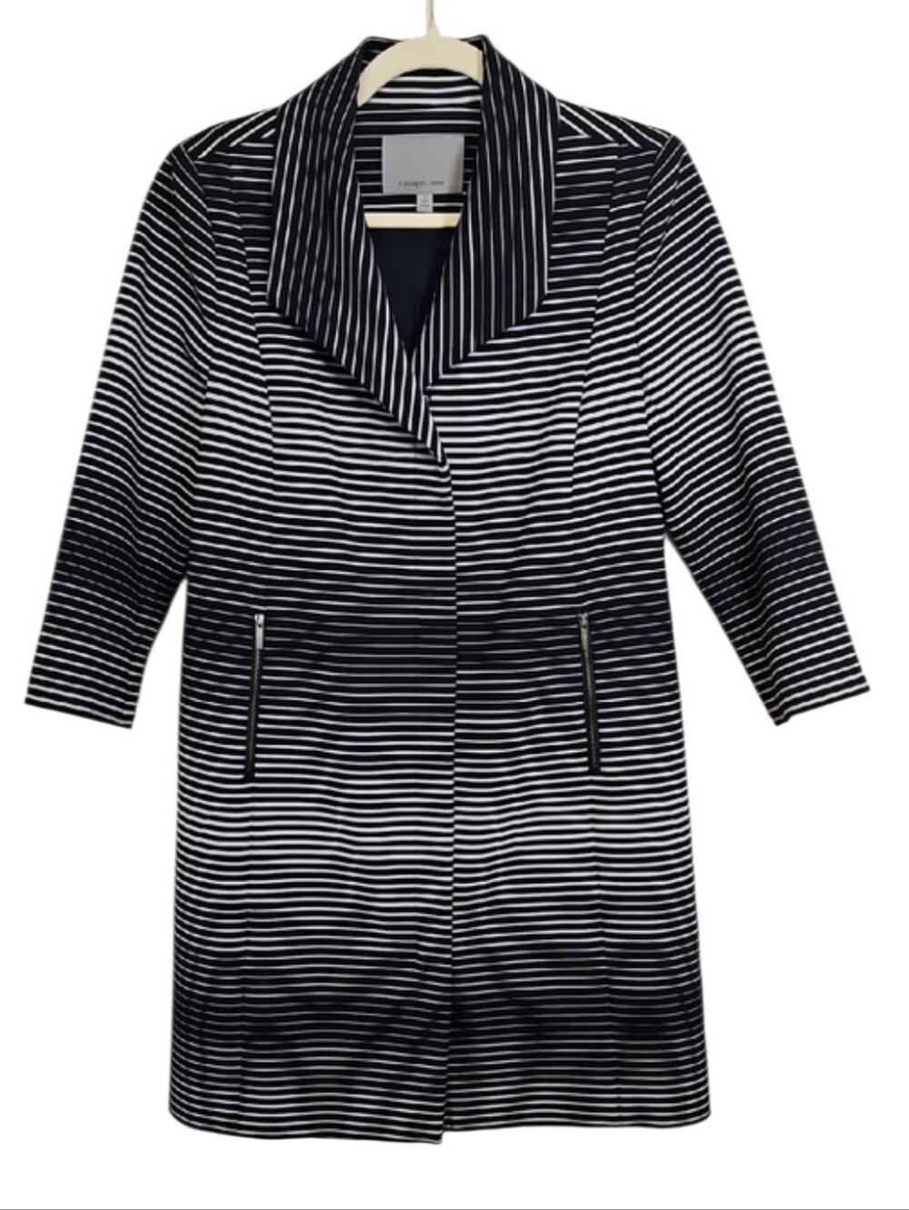 Classiques Entier Navy & White Striped Longline Trench Coat Size Small